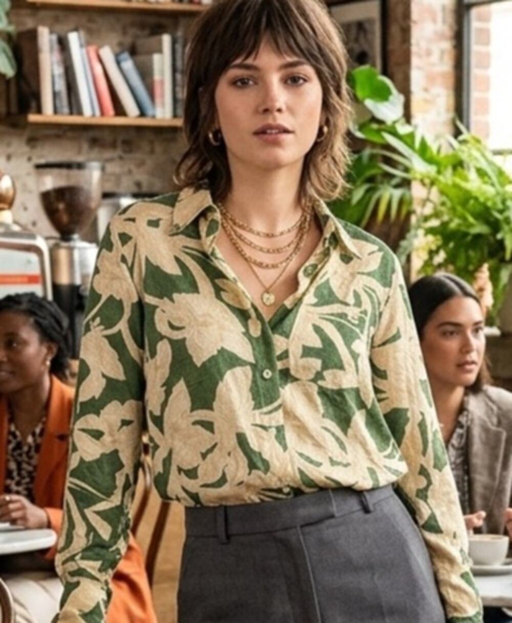 Mango textured satin blouse